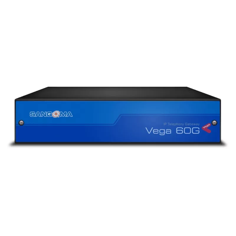 Sangoma - Vega 60 8 FXS analog gateway, connecting VoIP and PSTN networks and internet cabling.